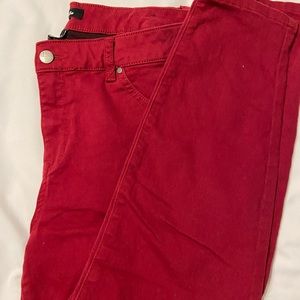 Red! Skinny jeans